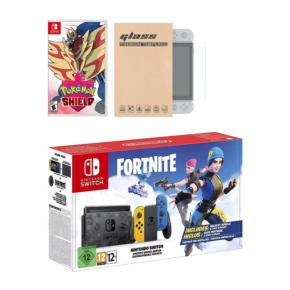 Fortnite Outfits, Fortnite, Glass Wildcat Set, 2000 Edition Mytrix Protector Tempered Pre-Installed Limited Bundle: Shield, and Switch Wildcat Screen Epic Nintendo Game Console V-Bucks, Pokemon