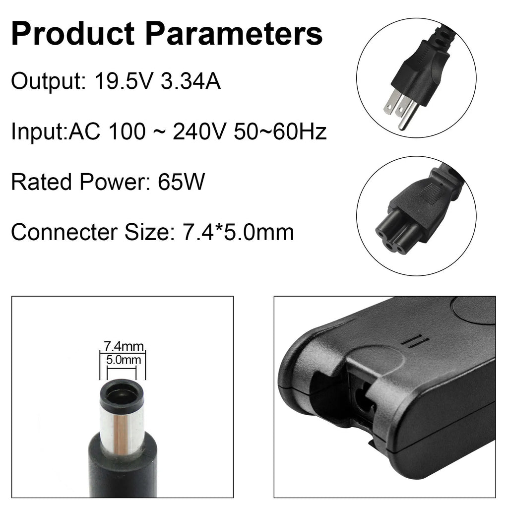 Laptop AC 9T215 10 5U092 Adapter 6T Big for 19.5V Charger 9RN2C Lot Tip 65W