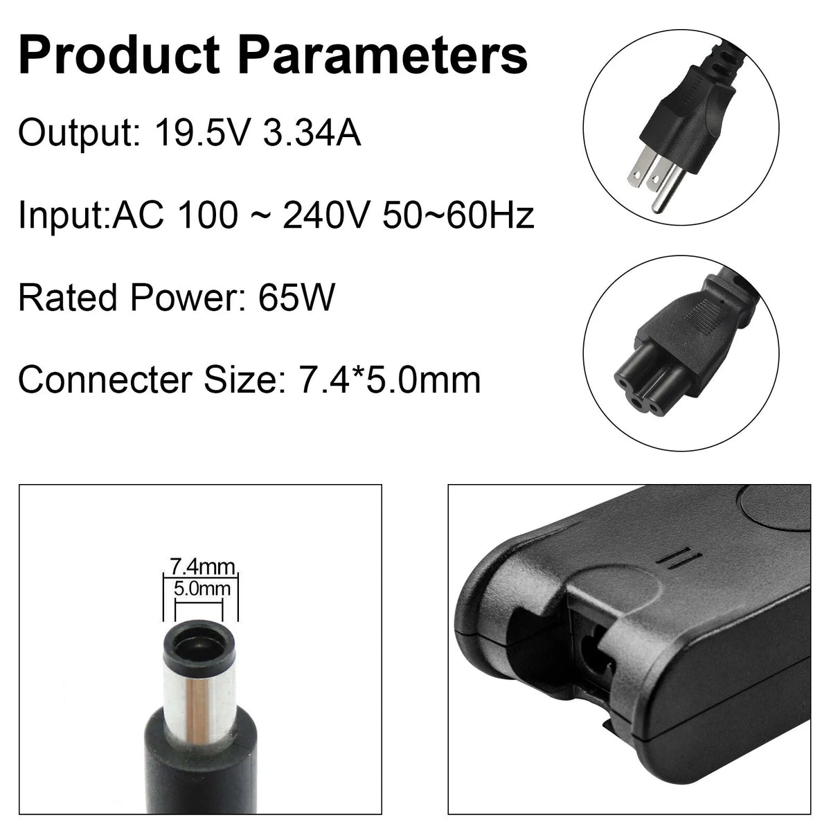 Laptop AC 9T215 10 5U092 Adapter 6T Big for 19.5V Charger 9RN2C Lot Tip 65W