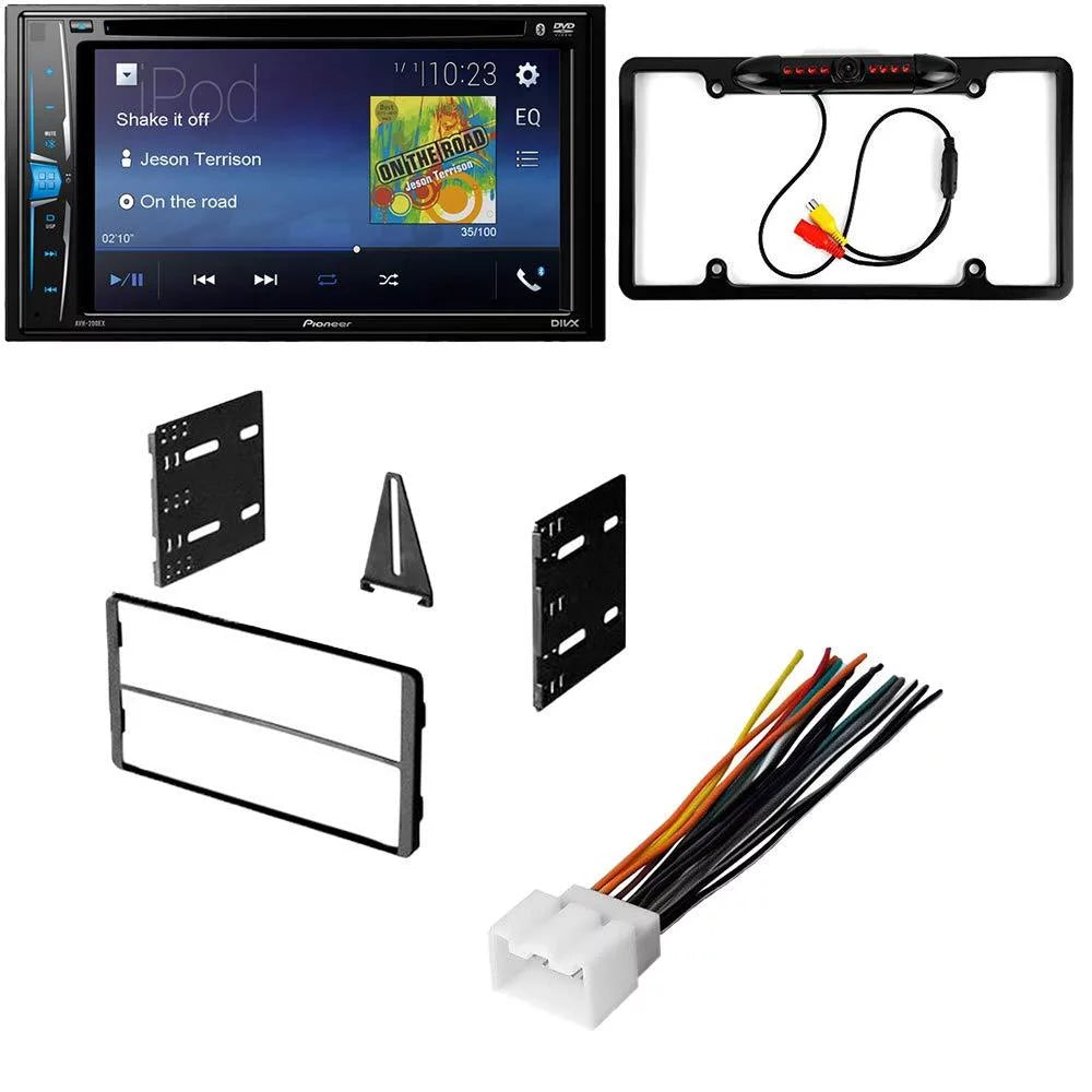 Pioneer Mounting Bundle AVH-241EX Receiver Touchscreen, KIT2491 Multimedia Camera, Double with Install Dash With 2004 / Bluetooth Car Backup Kit For (4Item) F-150 Kit Heritage DVD - Din Stereo