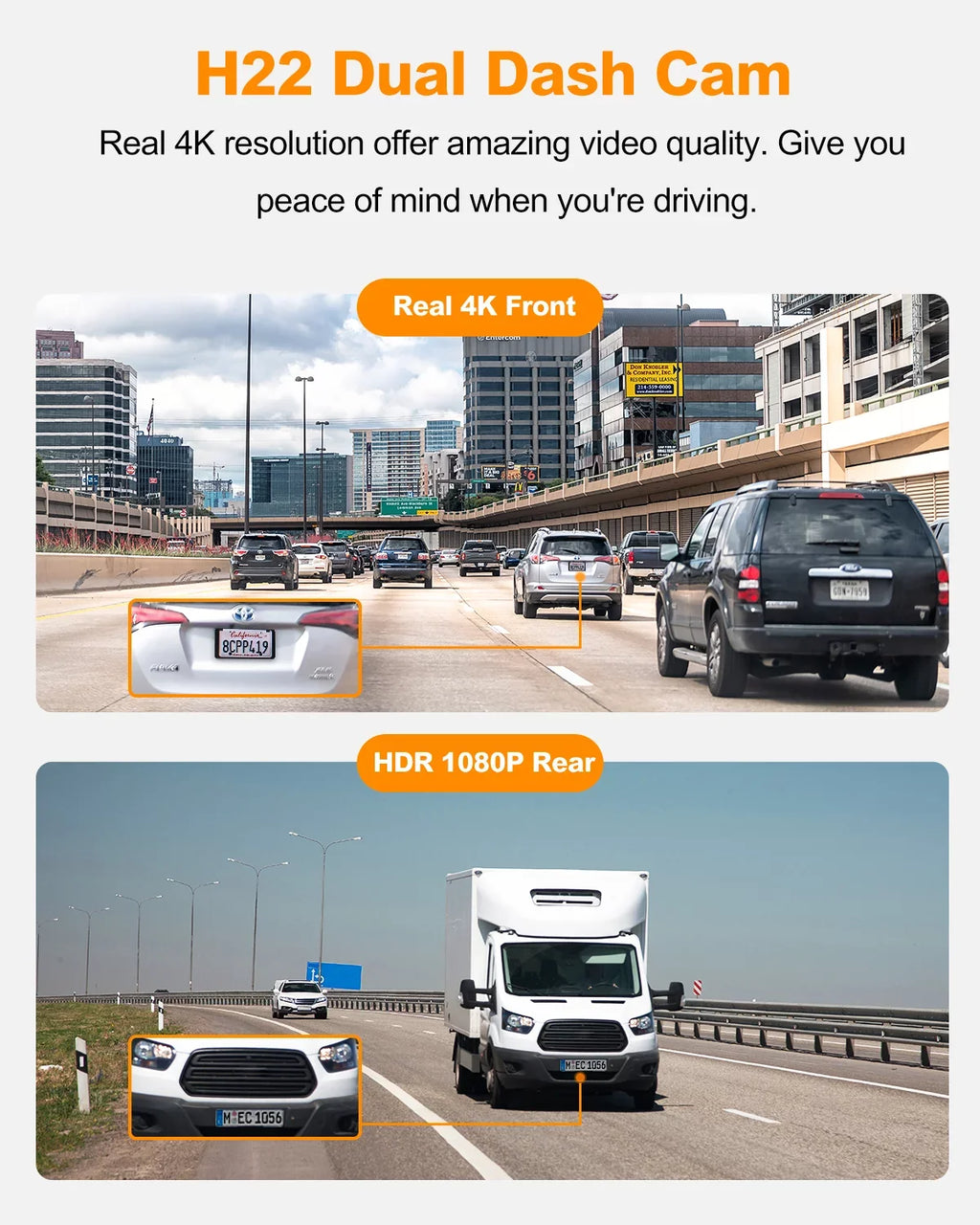 Camera Monitor, Screen, IPS 24H Built-in Dash GPS, and G-Sensor, Cars, for Cam, YEECORE 3" Parking 157°Wide Vision, Dual HDR Loop Real Rear, 4K+1080P Dash WiFi Angle Night Recording Front
