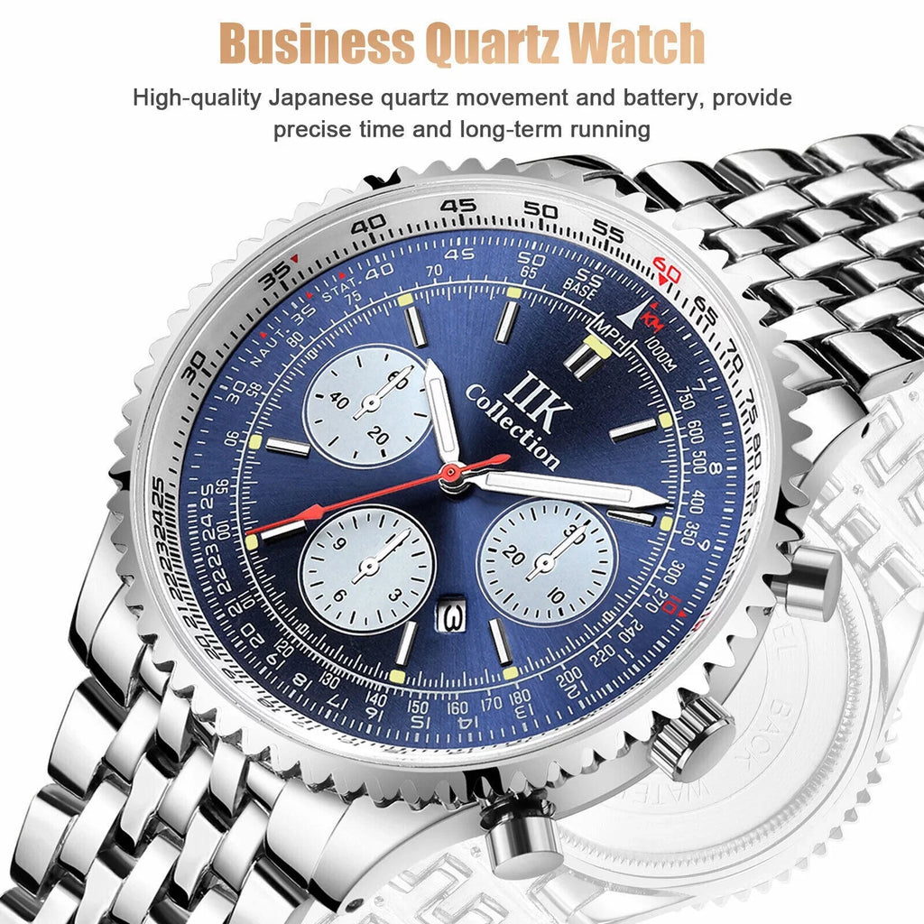 Steel Bracelet Stainless Men Relojes De Luminous Quartz Watch Waterproof Hombre
