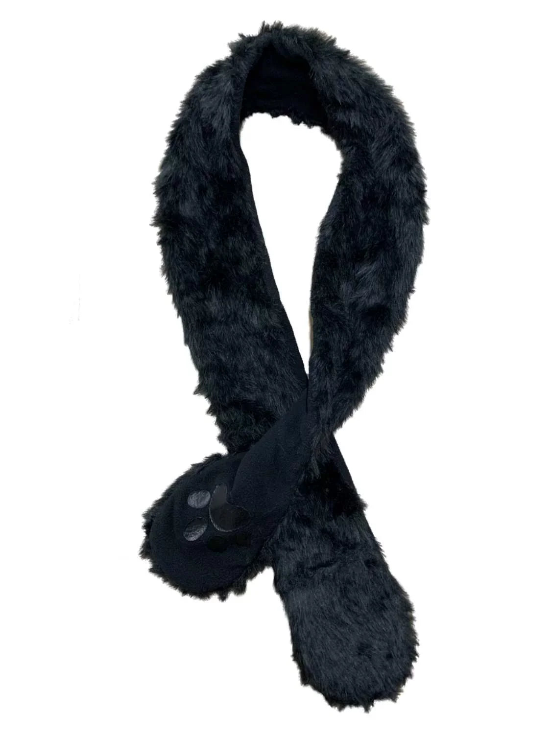 & Hand Black Scarf Faux Warmer Fur Womens