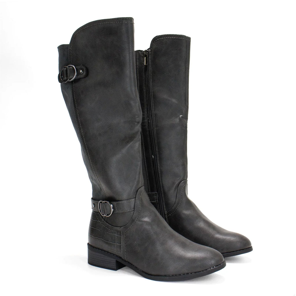 Calf Boot, Extra Wide Karen Leandraa Riding US Grey,8 Women's Scott M