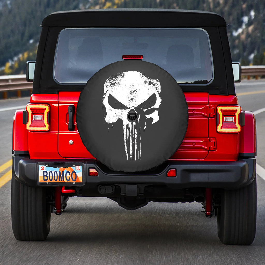 32" (w/ JL Sport Skull JL for Sahara Wrangler - Distressed Cover - camera) Soft (2018-2020) - Jeep Boomerang & back-up Tire Punisher