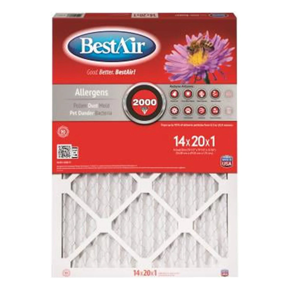 14x20 6 x 11 Days - In. 90 MERV BestAir Quantity B1-1420-11-6 1 Furnace Filter,