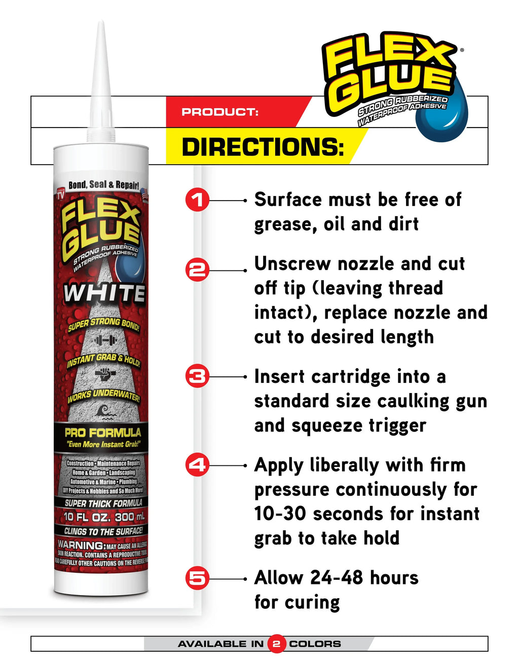 Oz Waterproof Adhesive White Seal Flex Glue Of 10 Flex Rubberized Family Products