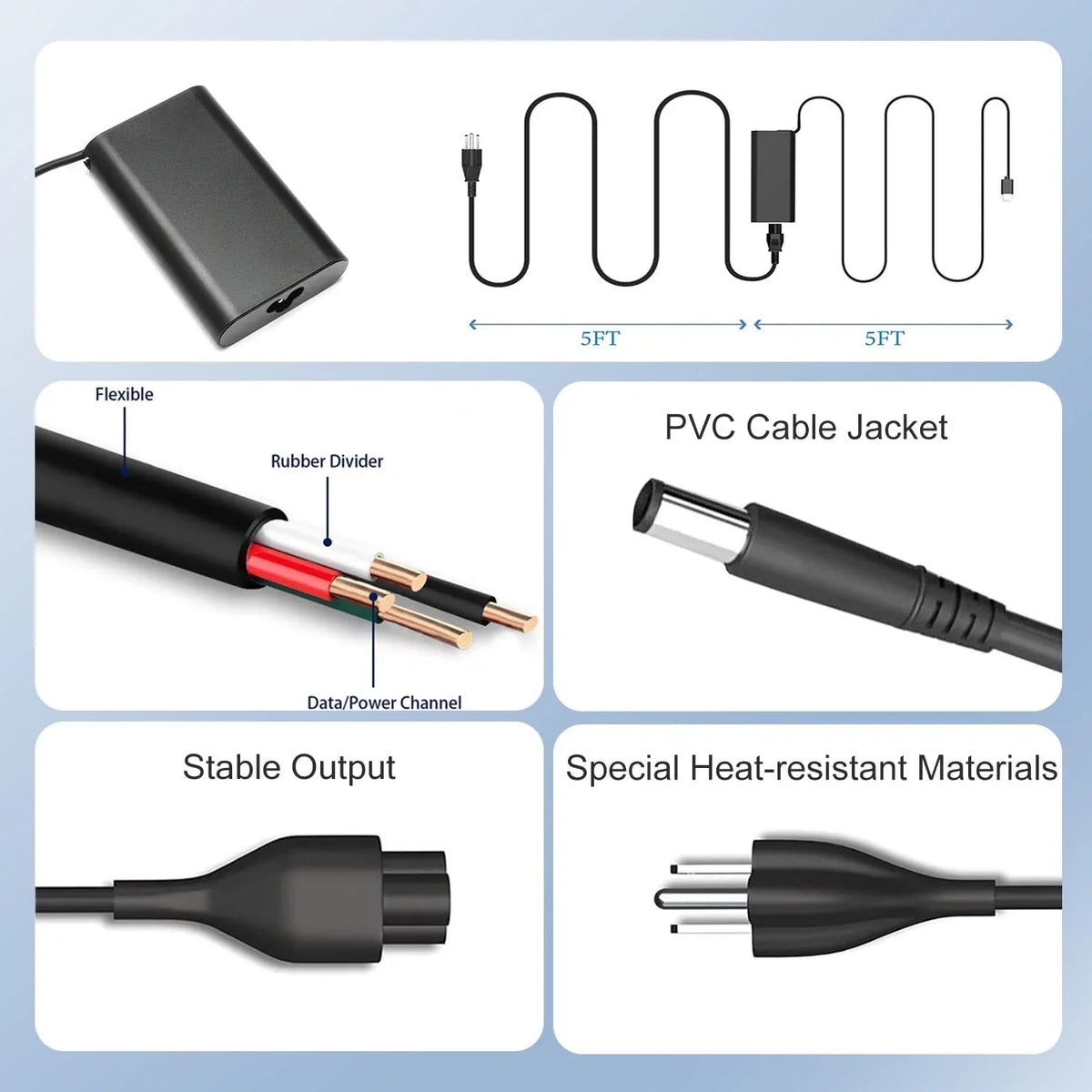 E6540 5500 Laptop AC 3440 5400 Charger E5470 E5450 7480 E7480 E6420 5480 LA65NM130 7490 for E7470 E5400 7390 Latitude LA65NS2-01 E6430 Adapter 65W E5420 7400