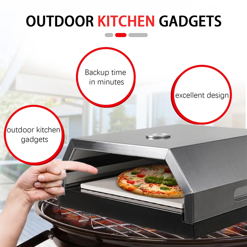 Charcoal Pizza BBQ Home-made Pizza Portable Fits Top Gas & On Oven Handles, Pizza Carry Grill, Any BBQ Oven, Easy Oven, Grill
