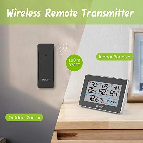 Real-Time with Distance Max Stand Temperature - 262 3 and LCD, Humidity Meter climate with BALDR and Hanging Slot, Built-in Tracker Touchscreen, Sensors, ft Wireless Station Remote Digital Black