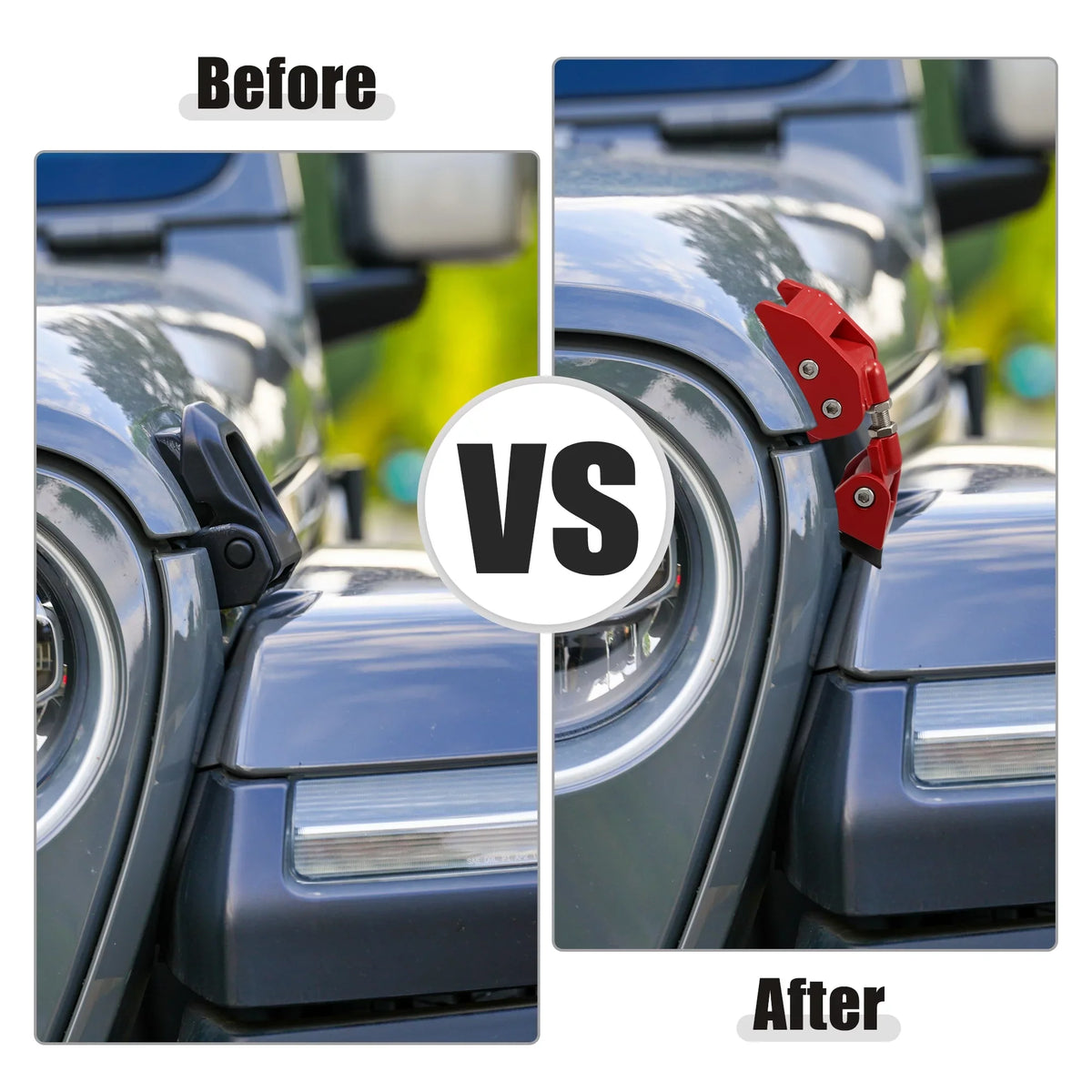 Hood Door Catch 4 Red Front & Unique Fit Jeep 2 Unlimited Wrangler for Door JK 1 Hood Bargains Locking Latches Pair