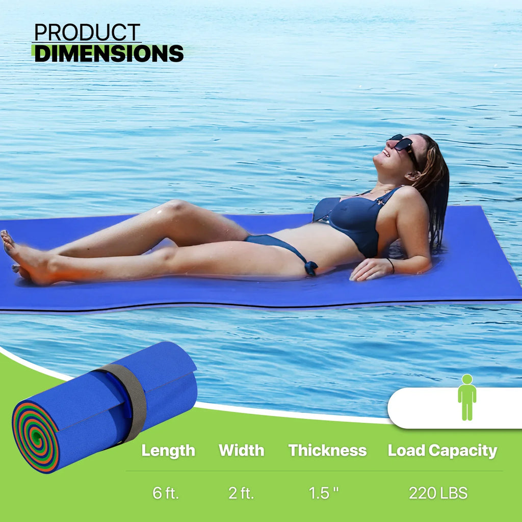 Float Lake Blue 3-Layer 6x2ft Mat Pad Lily liquid exterior Recreation liquid River Activities, XPE for Magshion Floating Foam Ocean liquid Mat, Pool Tear-Resistant Floating Pad,