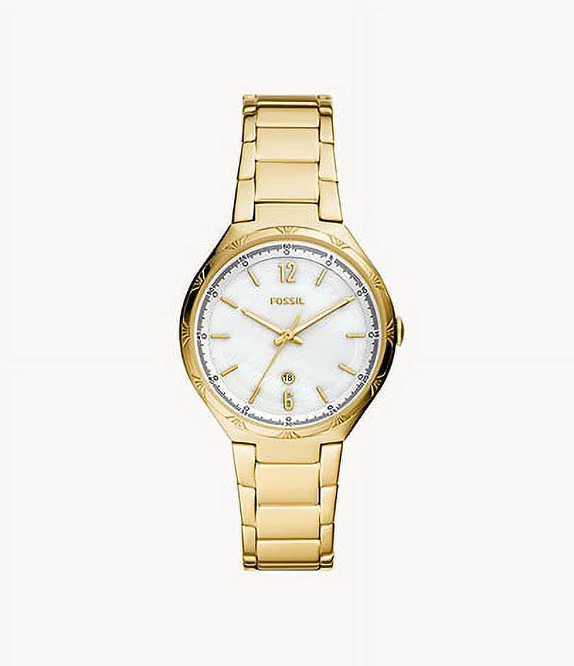 Three-Hand Date Steel BQ3740 Stainless Watch Ashtyn Gold-Tone Fossil