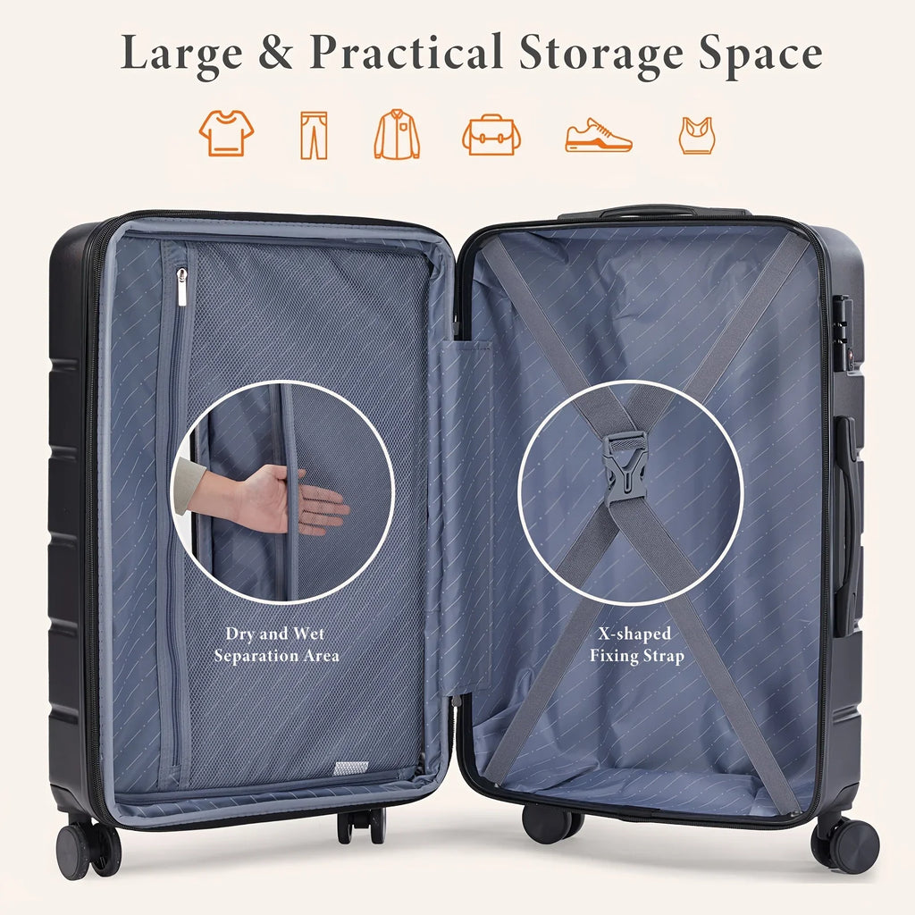 Spinner Convenient Trolley Lock, Wheels – Case – Suitcase Durable Secure Lightweight for Double Travel TSA Jetsetters Carry-On &