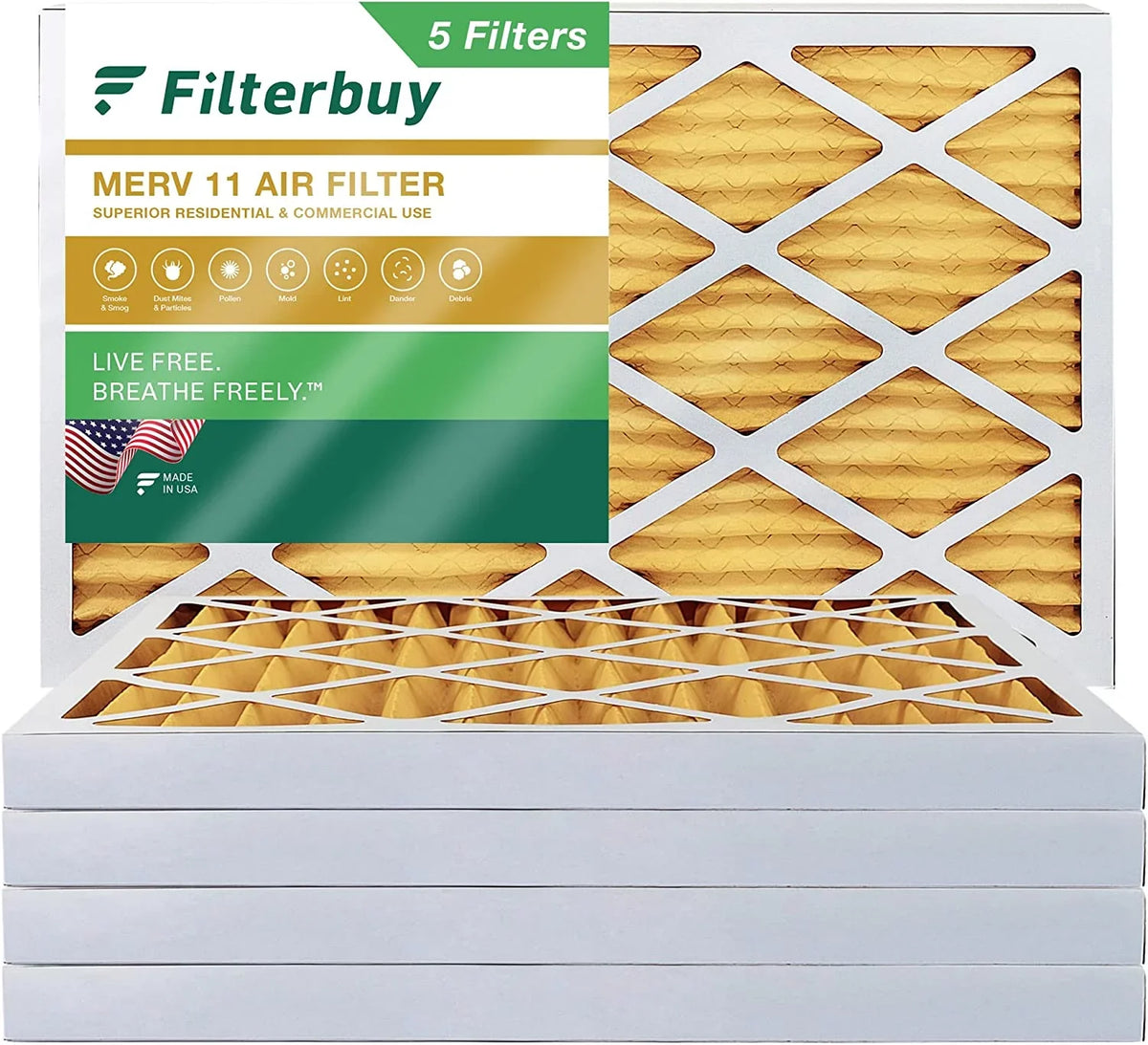 Air HVAC (5-Pack) 8x24x2 Filters 11 Filterbuy Pleated Furnace MERV AC