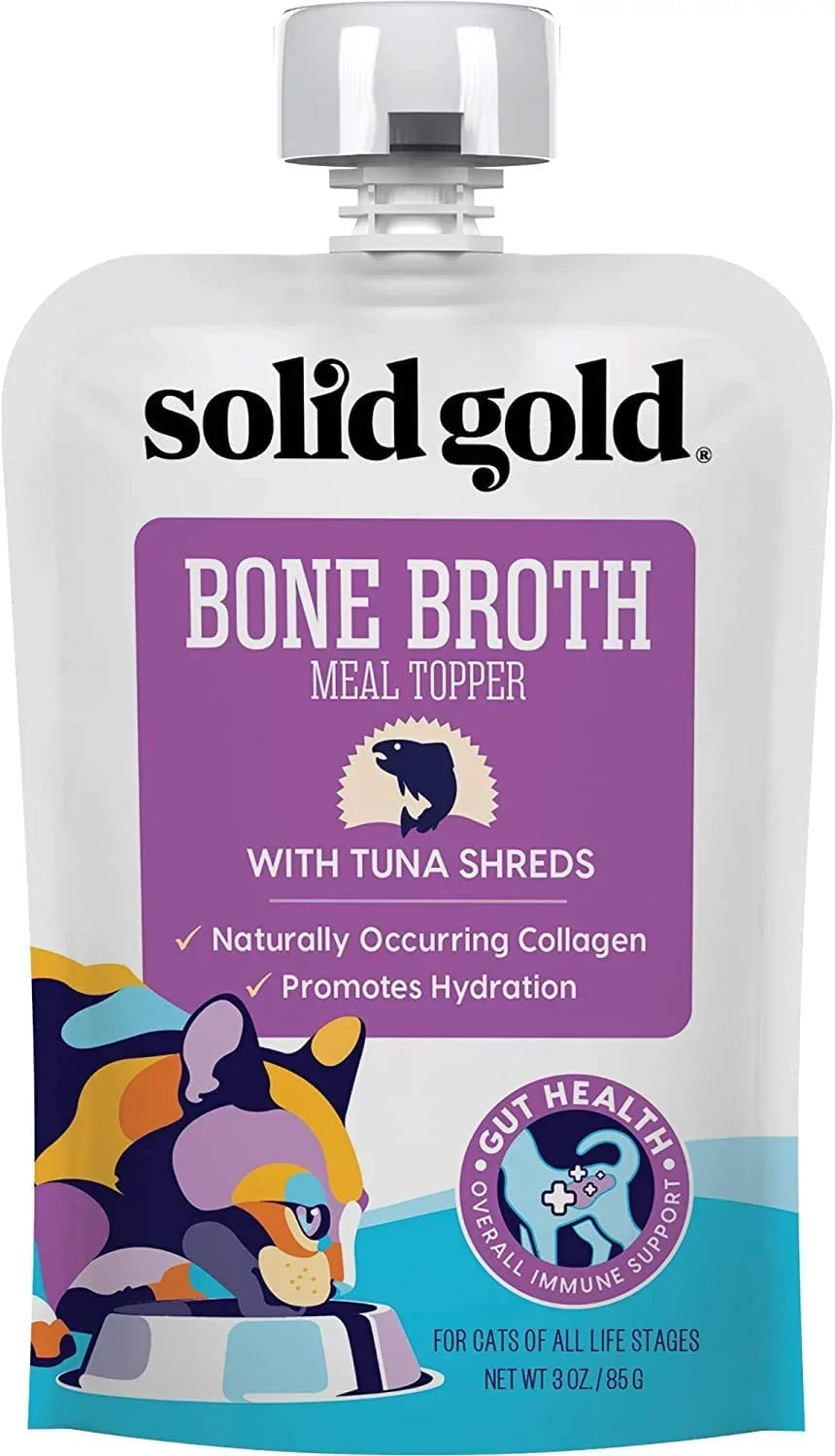 Bone Toppers Grain to Cats Pack - 12 to Nutrient Tuna Meal Toppers Broth Meal Gravy Food Wet Cat Food Shreds Cat Hydration Rich Easy with Promote Solid Serve for Gold - Free