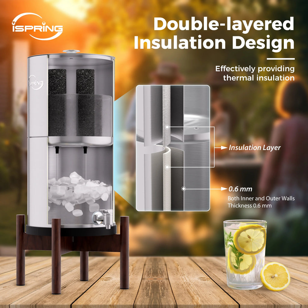 liquid iSpring Base,3.17 Activated liquid Gravity-Fed liquid System Filter Countertop Gallons DGF2-DW Stainless Filters,Chlorine 2 Wood Carbon Dark Reduction,Portable with Steel Filter with