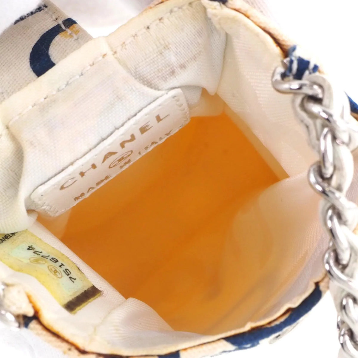 (Good) Pre-Owned Women's White/Blue Canvas Pouch Chain