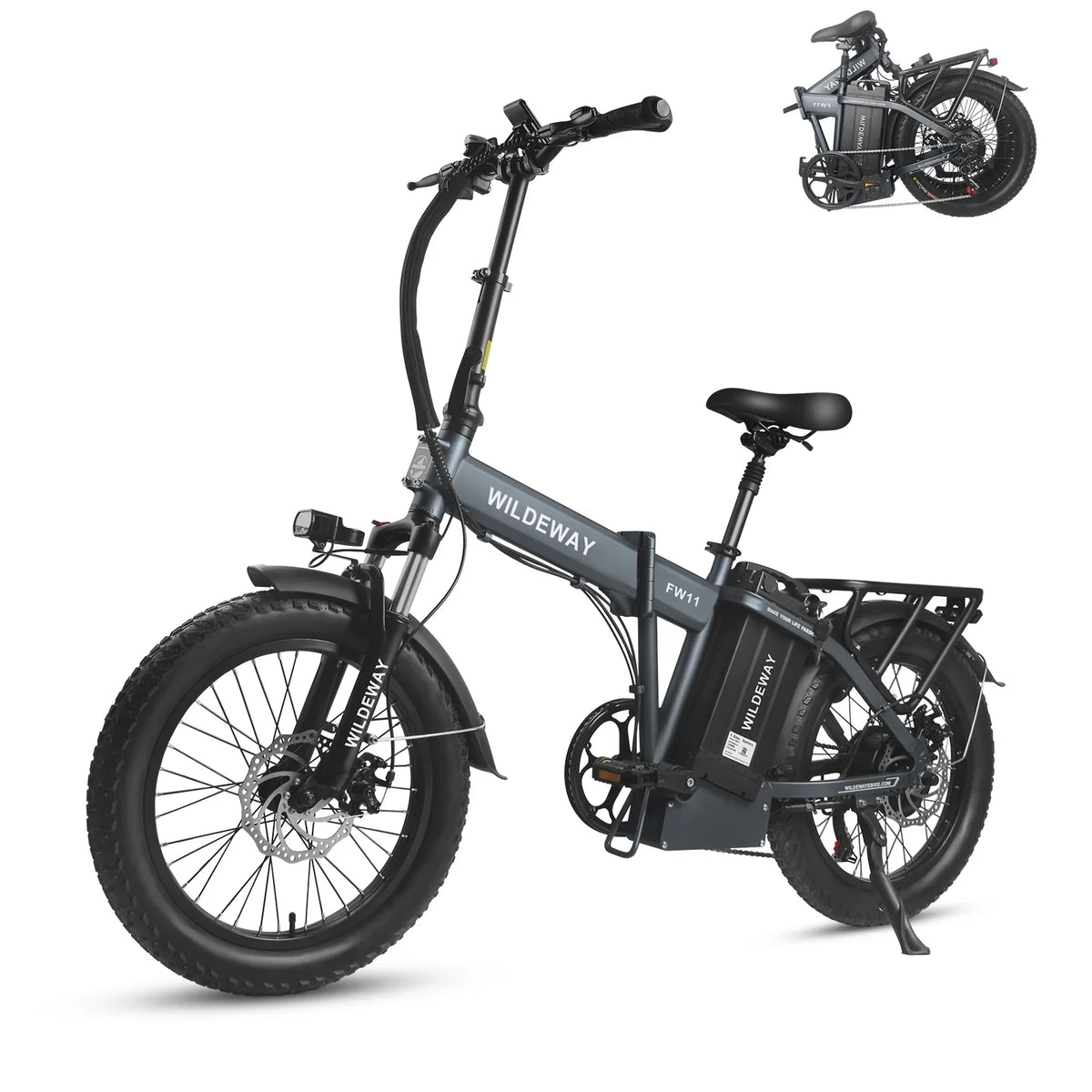 Wildeway Removable , Electric Speeds, Battery 7 Snow Fat 20×3.0 City for Bicycle Motor，48v Adults Ebike Beach ,750w 32ah Mountain Tire Folding