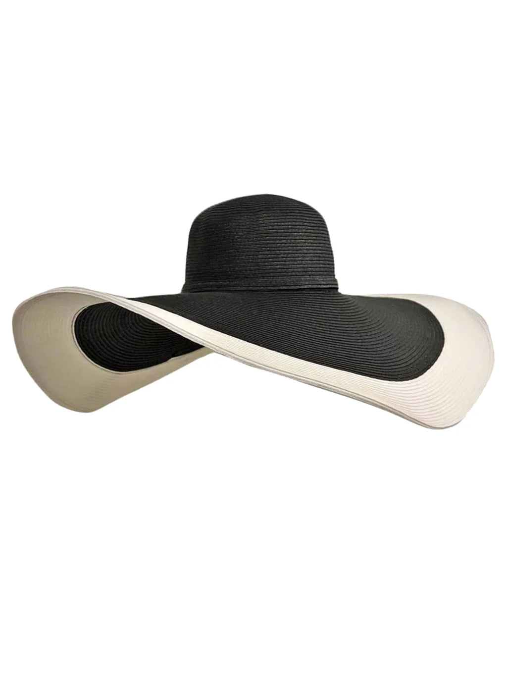 With Floppy Hat Black Brim & Wide White