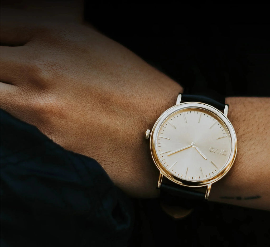 Arvo Black Watch Gold - Leather Time Sawyer