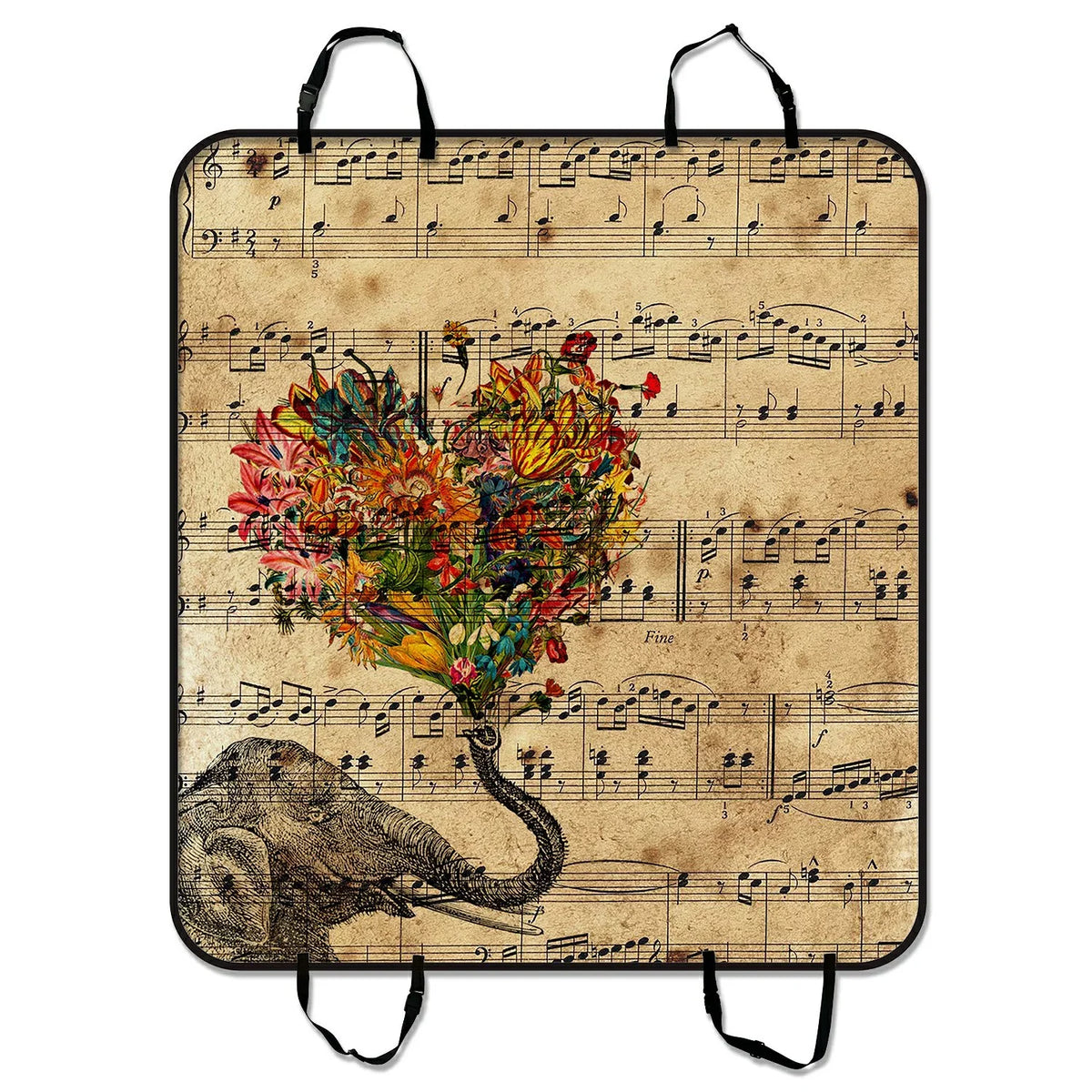 GCKG Elephant Colorful Car Mat For Music Dog Cargo Car Cover Trucks Seat Paisley and Note Seat Cars 54x60 and inches Pet Mat Hammock Heart with Mat Trunk SUV