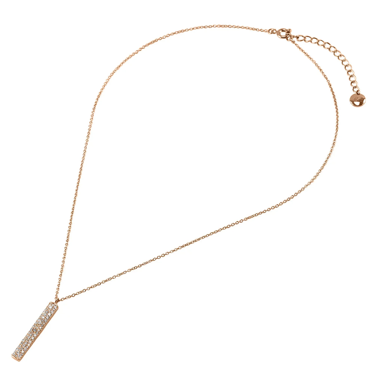 Necklace Gold for Accented Women, Cubic Bar Blue Teens Rose Plated Vertical Inc Zirconia Box Pendant Boutique