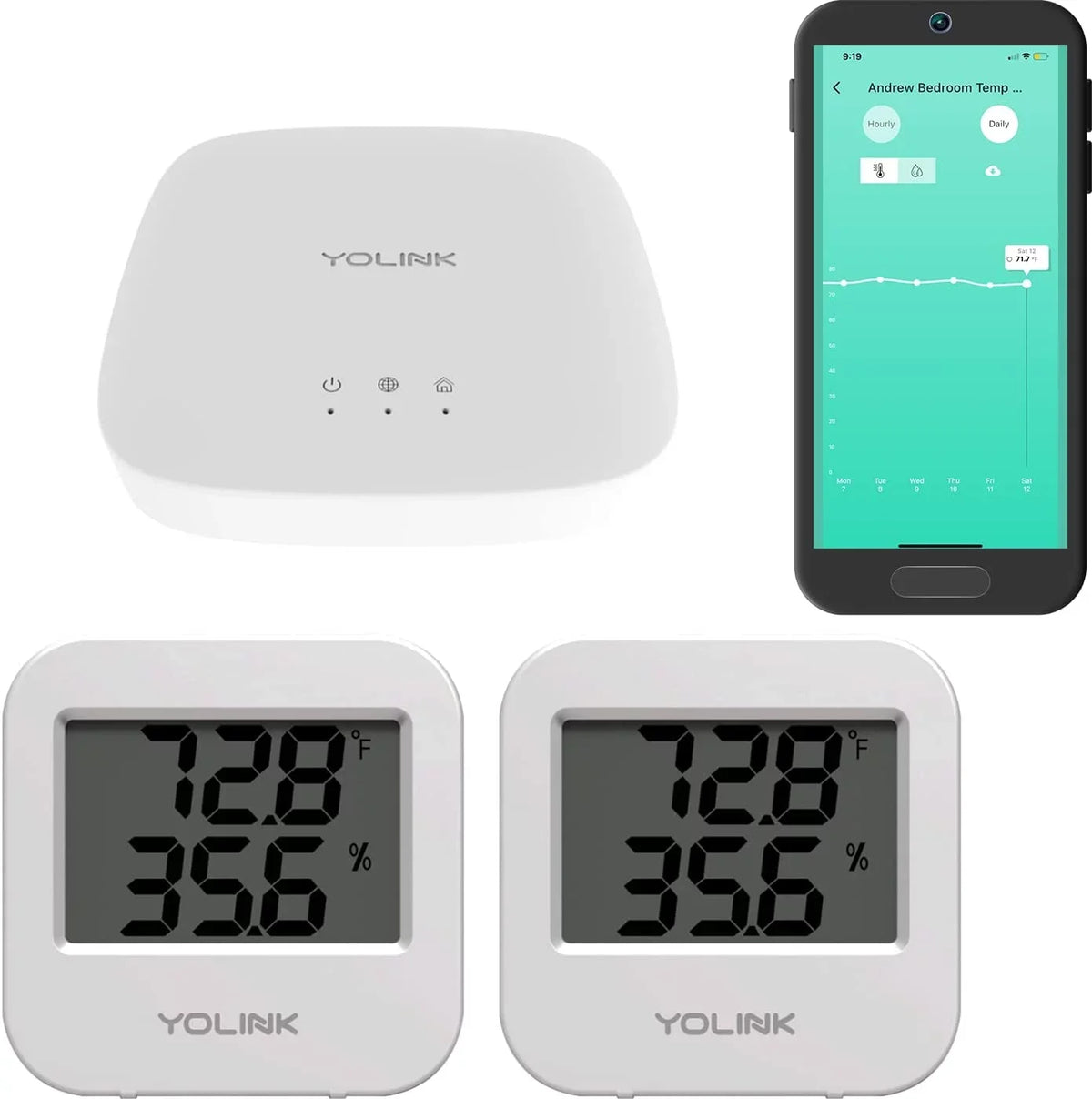 2 Range Smartphone Humidity Fridge Wide with Freezer Smart / to Alerts, Pet Monitoring Temperature Sensor Included Pack Works (-22 158 - IFTTT, degrees) Cage/Tank Hub Monitoring for Wireless Alexa