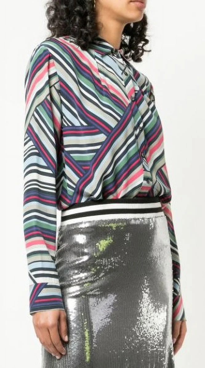 Bodysuit, US Stripe Artelier Button Nicole Down MULTICOLOR Petite Miller Abstract