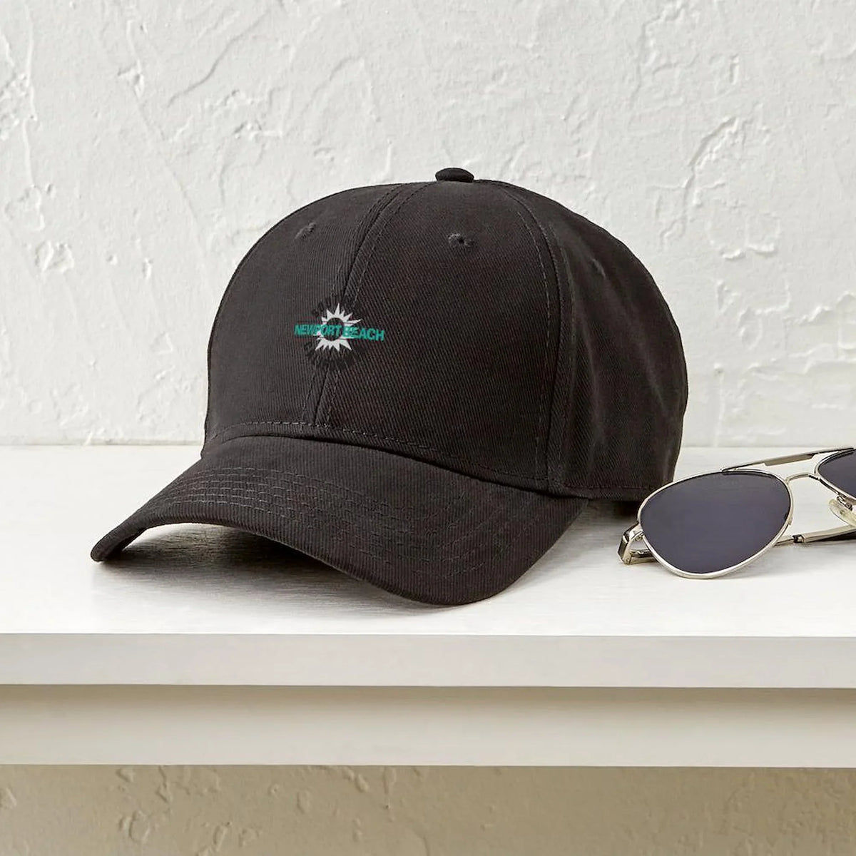 Adjustable Black Cap Baseball Beach Hat Canvas - CafePress - Printed Cotton Black Newport California