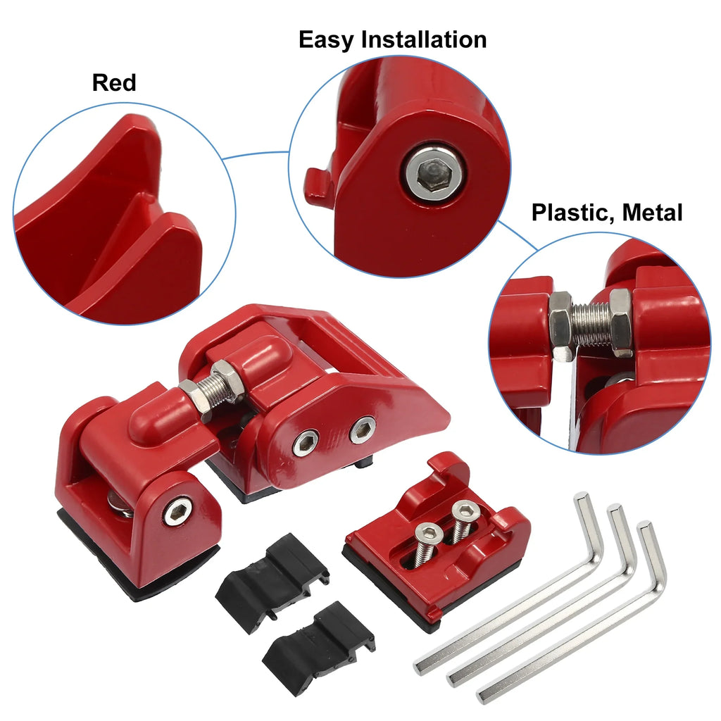 Hood Door Catch 4 Red Front & Unique Fit Jeep 2 Unlimited Wrangler for Door JK 1 Hood Bargains Locking Latches Pair