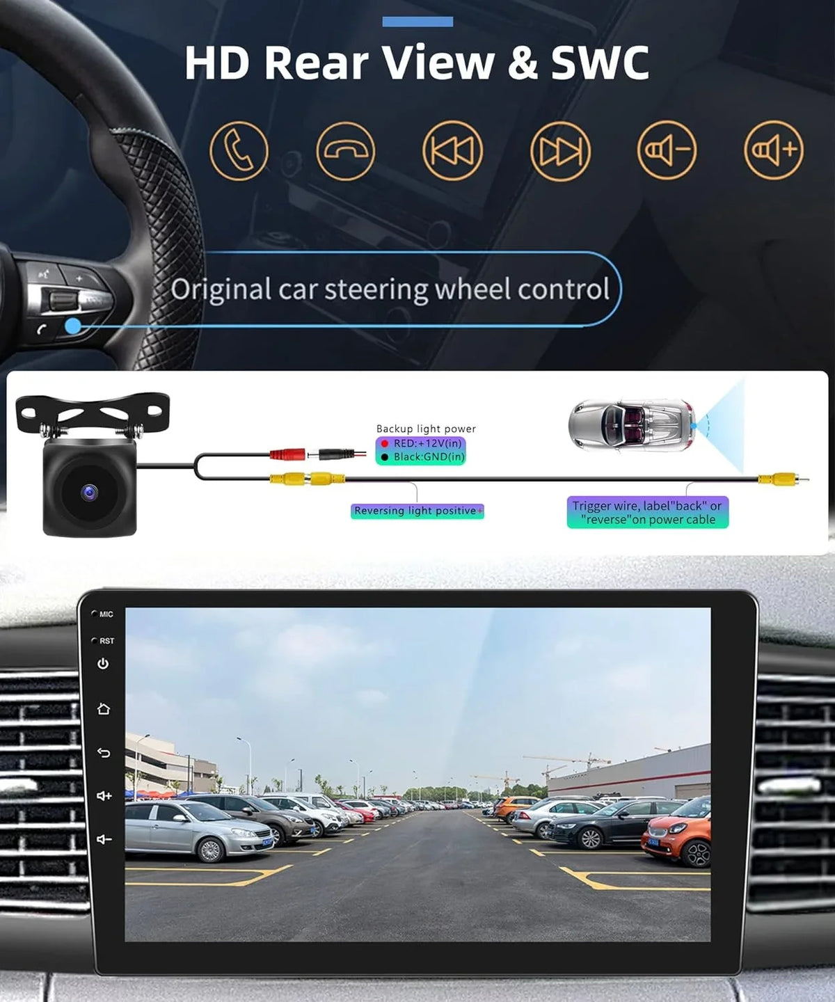 '+ USB Mirror Corolla Toyota Bluetooth 2007-2012 Car Radio for Android with THONZER Touch Stereo 1G+32G Screen SWC WiFi Inch Carplay, Rimoody Camera 9 Car Link Wireless GPS FM RCA ex Backup