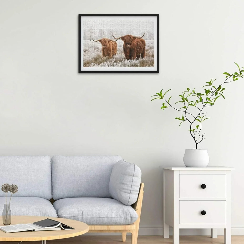 Exercise Brain for Scottish Cow Pieces Wooden Challenging Gift Family Fun 500 Highland Game Adults, Puzzles Jigsaw Grandparents Jigsaw Puzzle Parents Friends for Creative