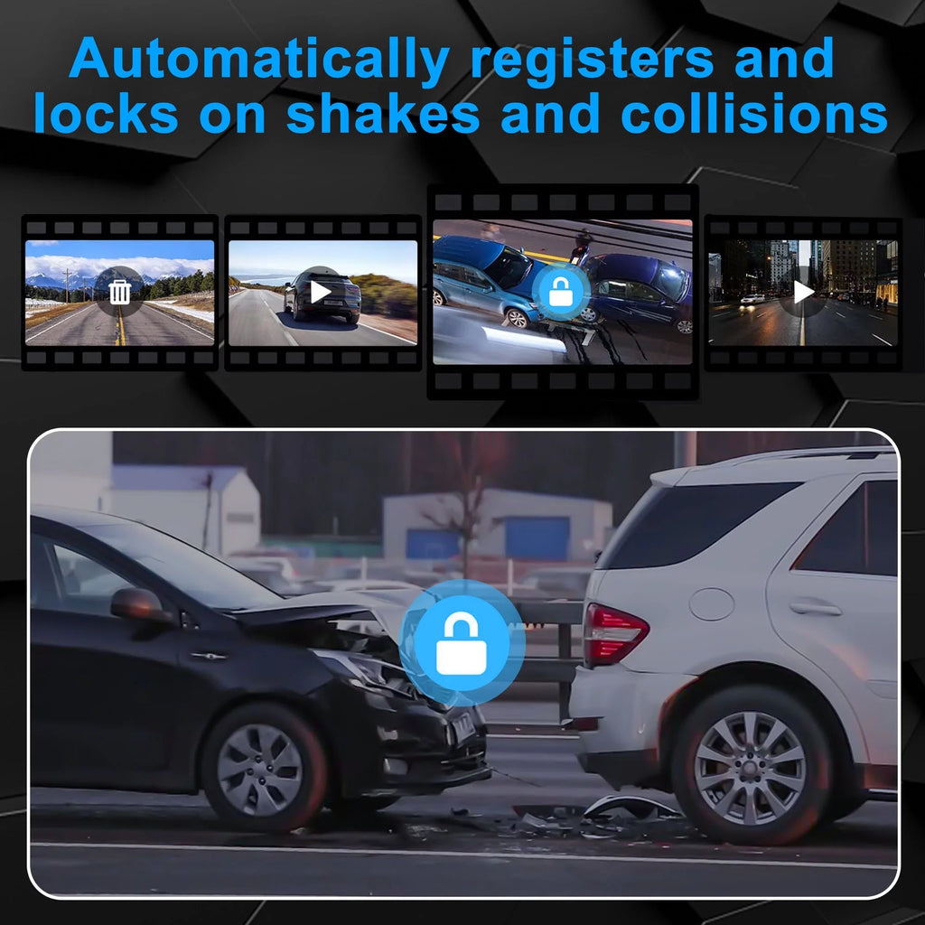 G-Sensor, IPS with Camera, Backup Camera, Vision, Dual View Night TSV Screen Mirror Touch Recorder 1080P Dash Rear Driving Car Cam
