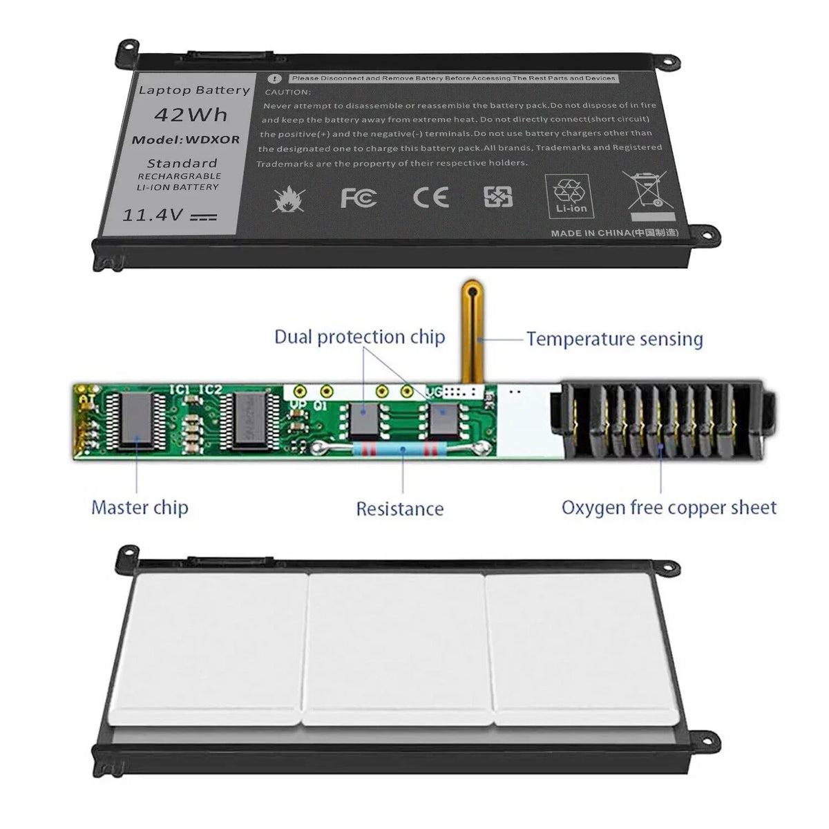 WDX0R 13 Y3F7Y Battery Inspiron 7378 5378 5379 5368 for 14-7460 7368 Laptop
