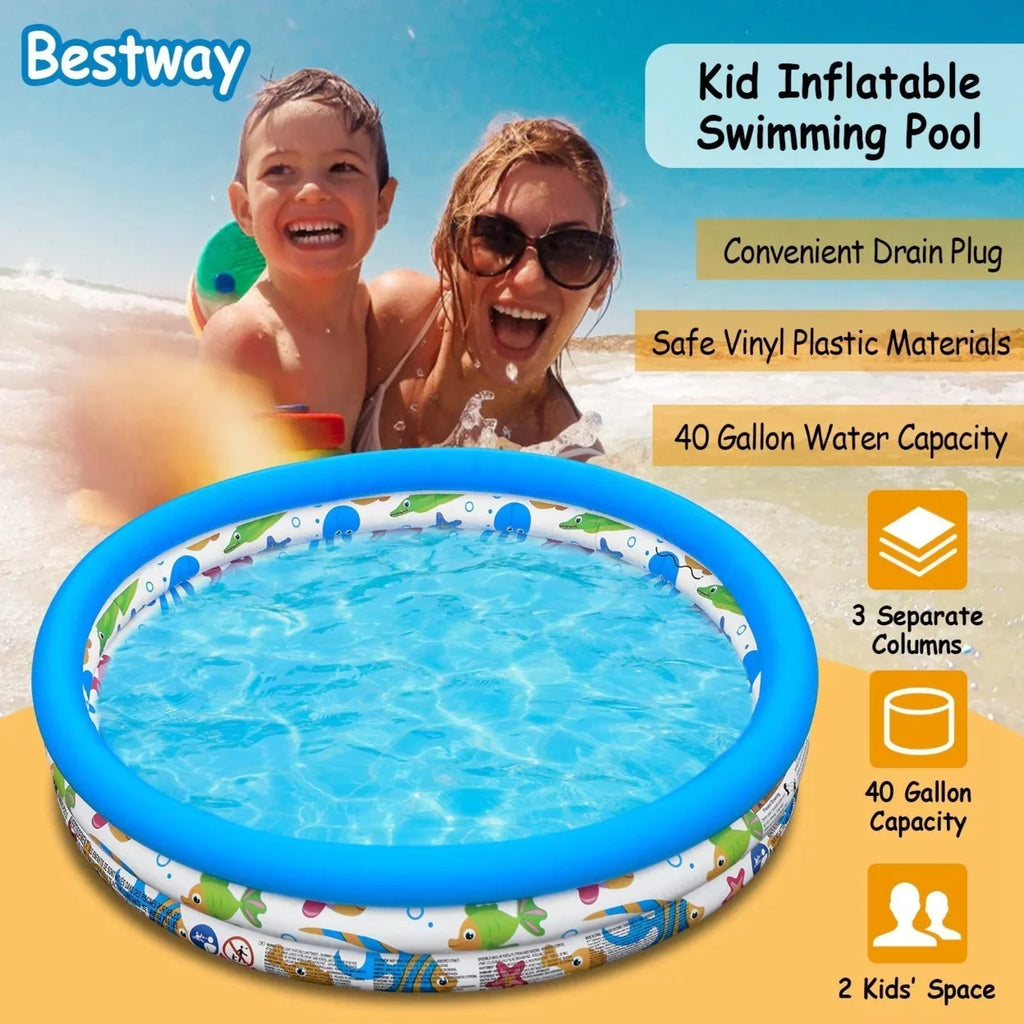 Up Pool Pool Pool Foldable 2 Center For Swim Blow Ball Swimming Inflatable Kids 48x10In Family