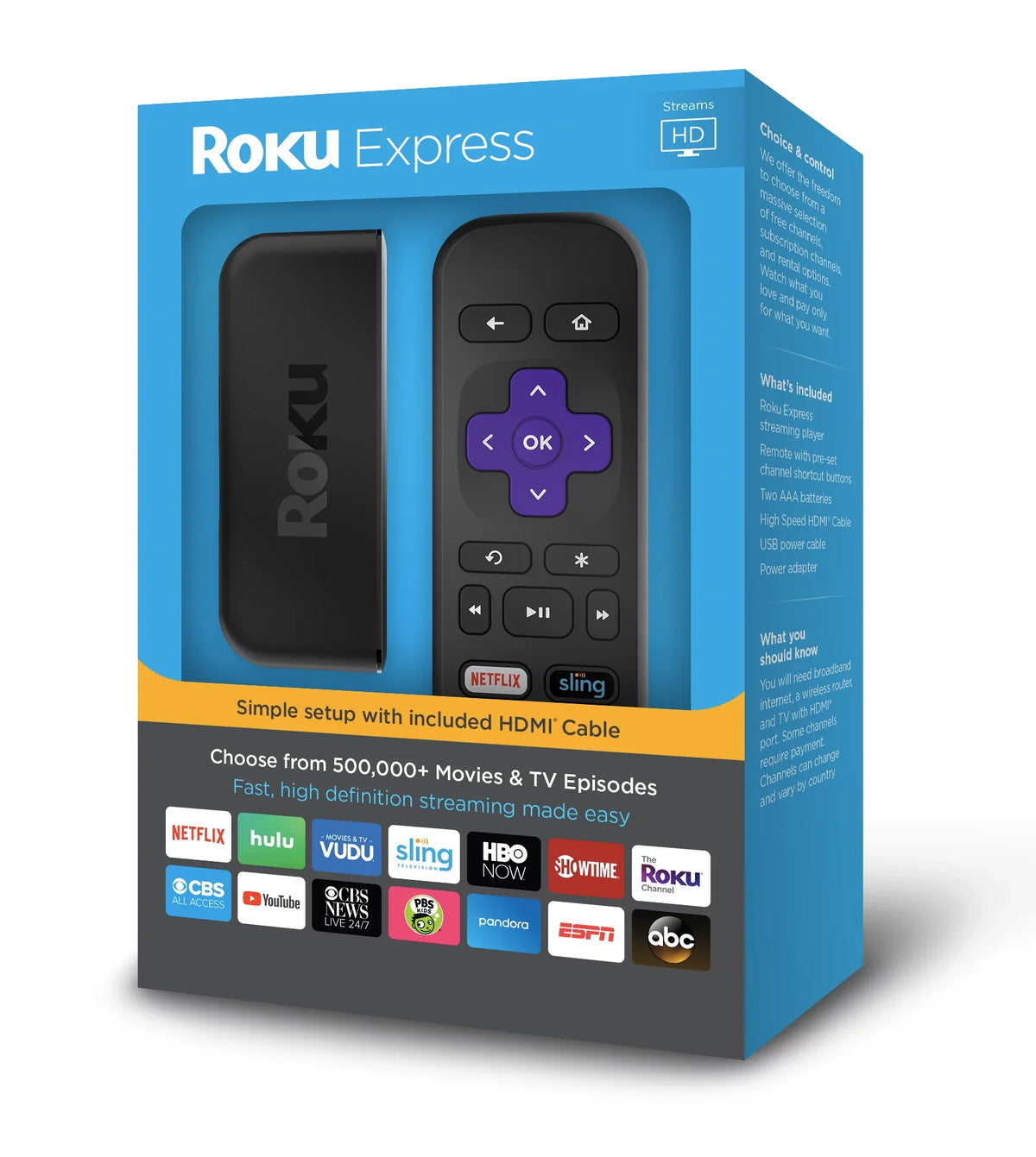 2019 Express Media Roku Streaming Player HD