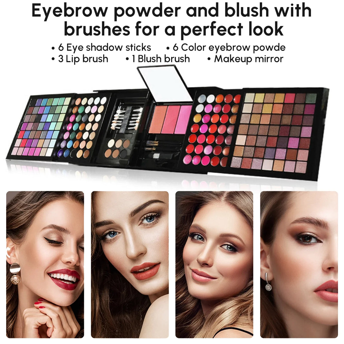 Pencil Gift Facial Eyeshadow Mirror, Powder Concealer Set Palette 177 Cosprof Eyeliner Colors Blusher Makeup Eyebrow with All-in-One Set, Cosmetic up Face Make Powder Combination