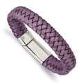 Polished Leather & Chisel Metallic Rubber Braided Cord, 16 7.5 Purple Steel mm Stainless in Women's Bracelet