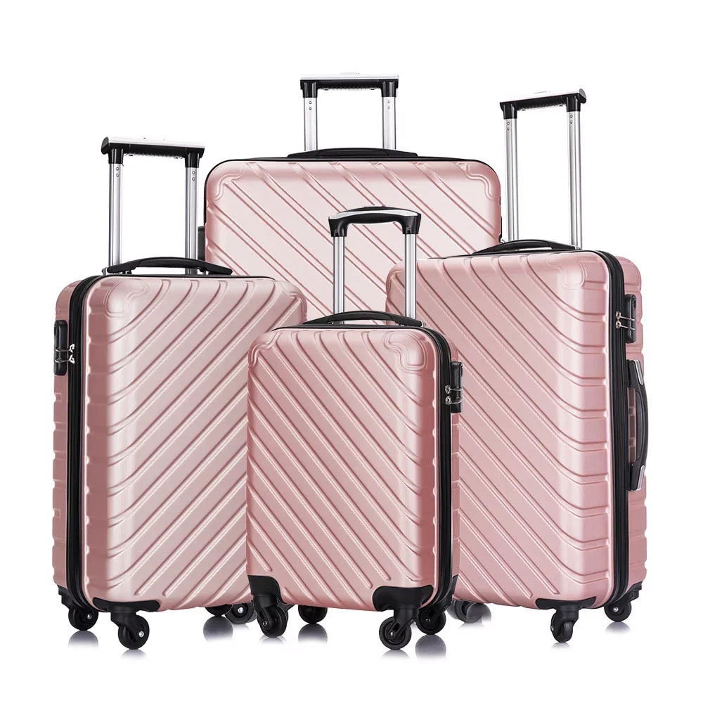 4 Luggage Luggage Piece gold rose Cover&Hanger Spinner Hardshell with On Suitcase,Carry Free Wheels Sets,Travel Inside