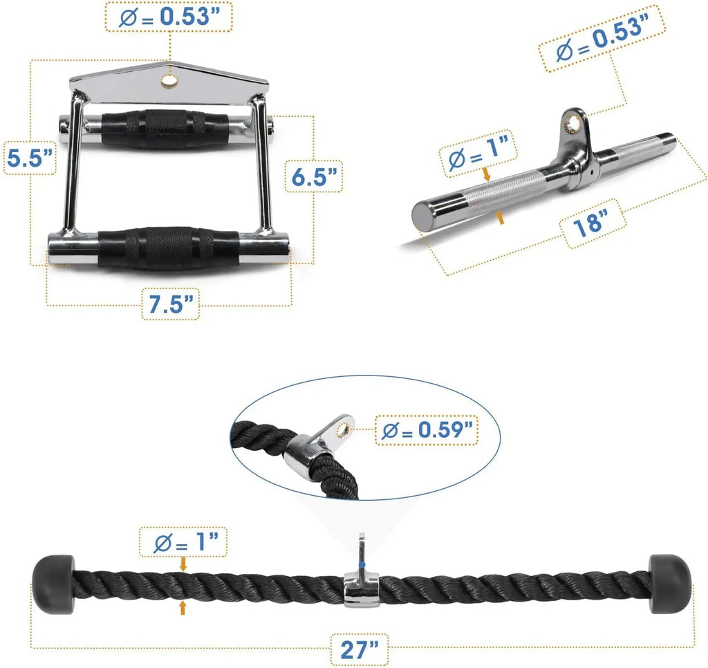 '+ Cable + Handle V-shaped Attachment D Tricep Bar Yes4All Rope Combo Double