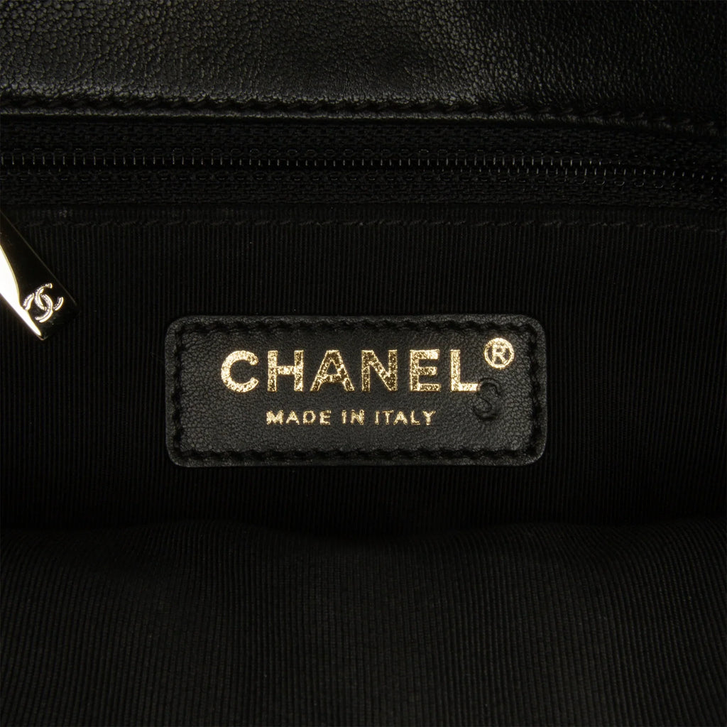 Calf Satchel Double Chevron Authenticated Black Leather (Good) Elaphe Flap Unisex Pre-Owned skin