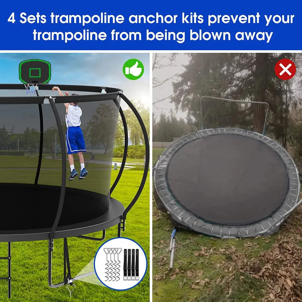 Kids,Pumpkin Trampoline Enclosure for Kids Trampoline exterior Recreational Hoop with with Capacity 12FT Basketball 4-6 990LBS Backyard Net,Sprinkler,Light,Socks,Ladder, Trampoline for FIZITI