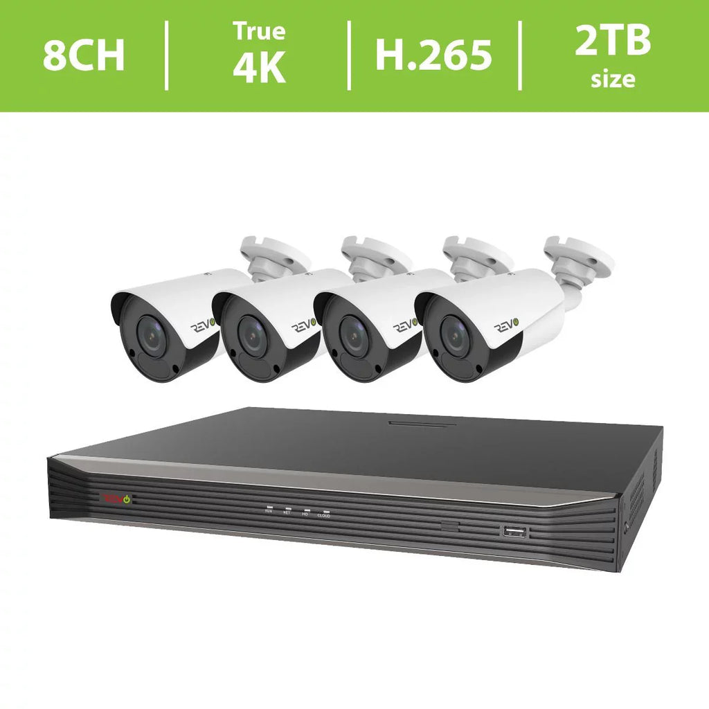True Fixed HDD Video Revo IP PC Remote Phone, MAC Lens Indoor/exterior Via x 2TB Cameras Smart 4K Access 4 NVR HD 8CH. 4K System, Surveillance Tablet, - & Ultra