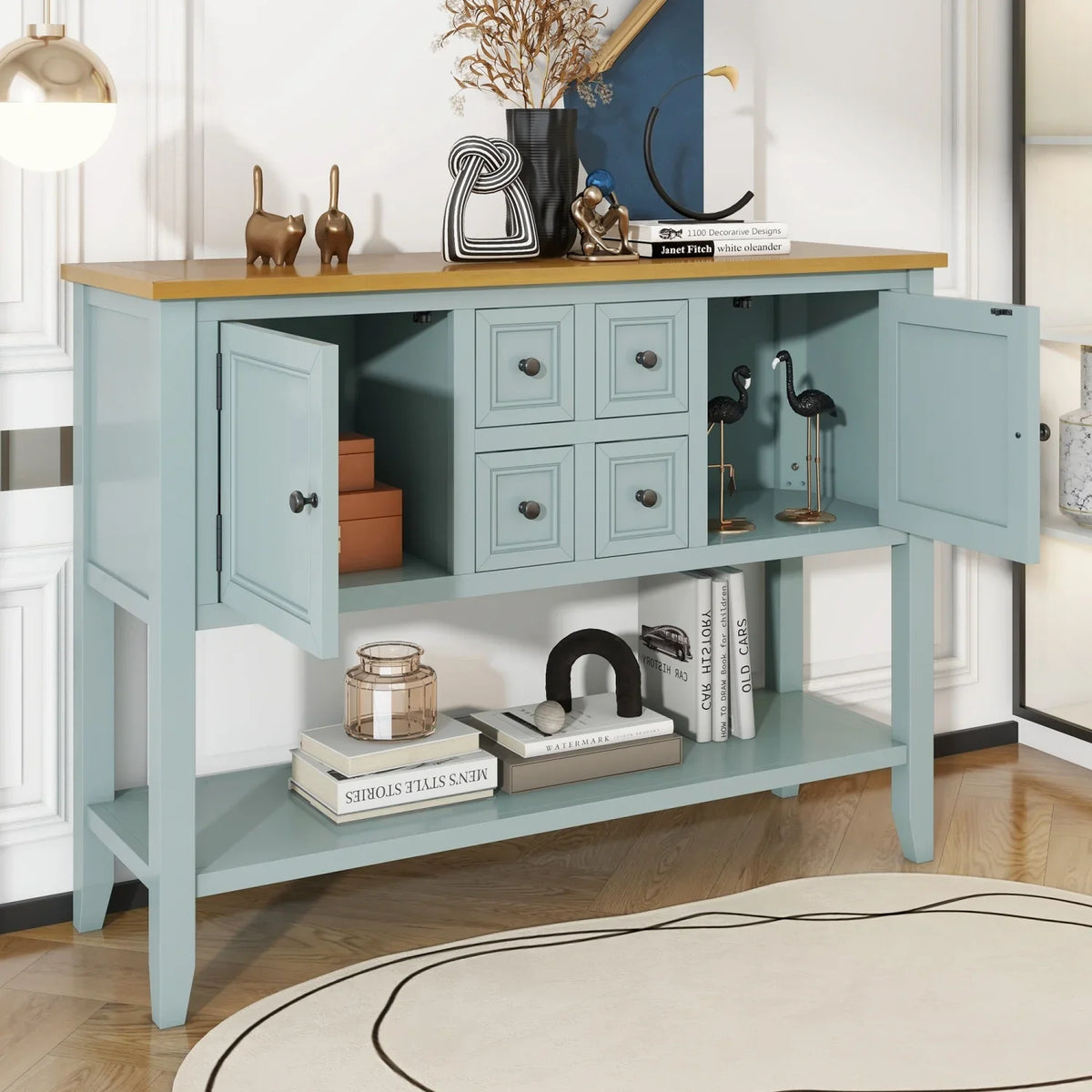 Table for OLD Storage WF190263AAE) Gray and Entrances Shelf Rooms (Antique Ample Living with and Console Four Series SKU Cambridge Vintage Kitchens Drawers Small TREXM Bottom